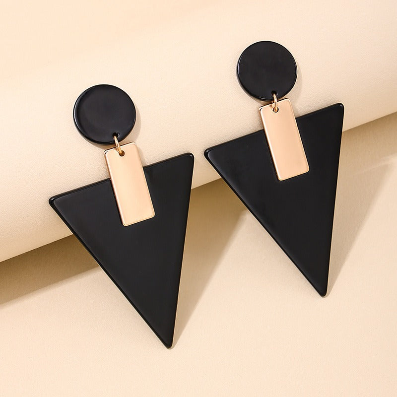 Exaggerated acrylic geometric triangle circular women's earrings and earrings