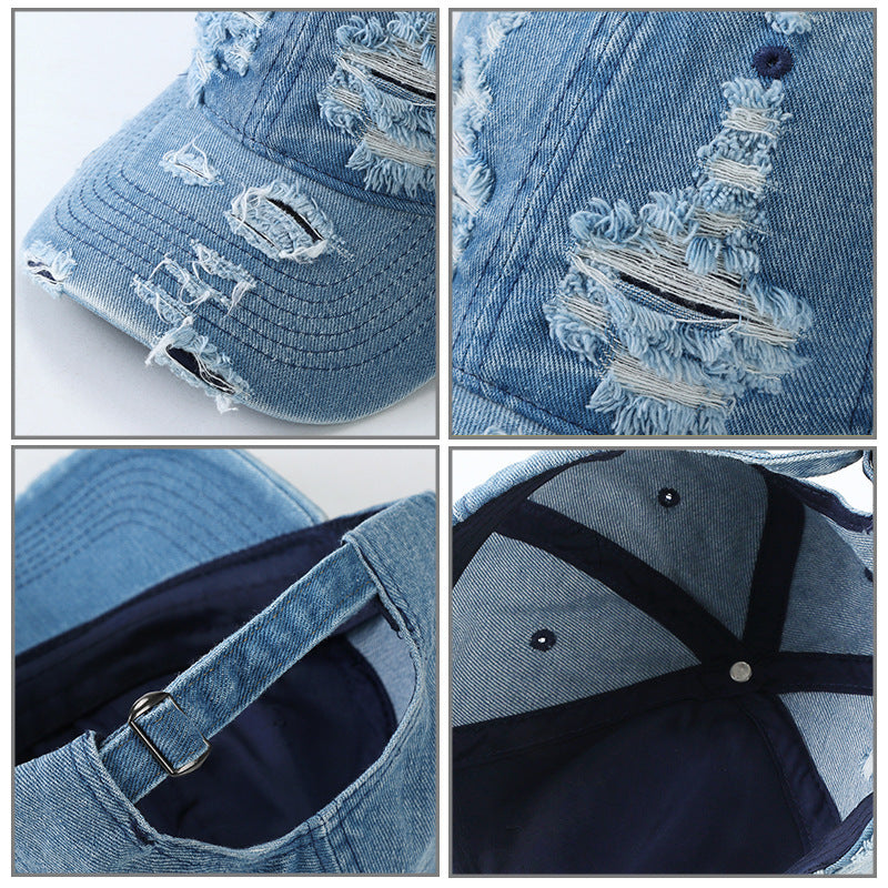 Denim Ripped Baseball Cap Hip Hop Cool