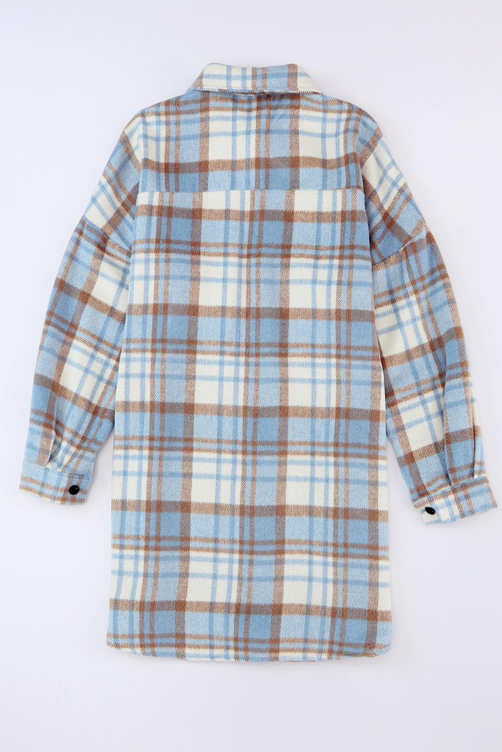 Yellow Plaid Print Flap Pocket Long Sleeve Shacket