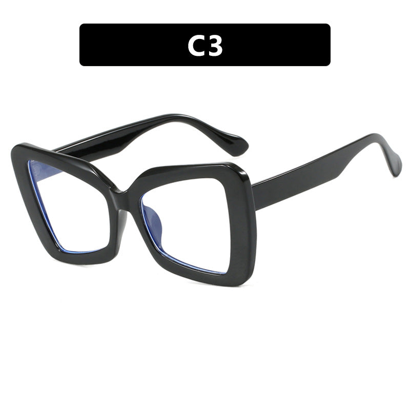 Large frame polygon irregular personality flat mirror women's glasses frame fashionable anti blue light glasses frame