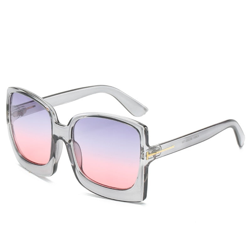 New Fashion Oversized Women Sunglasses Brand Designer Plastic Female Big Frame Gradient Sun Glasses UV400