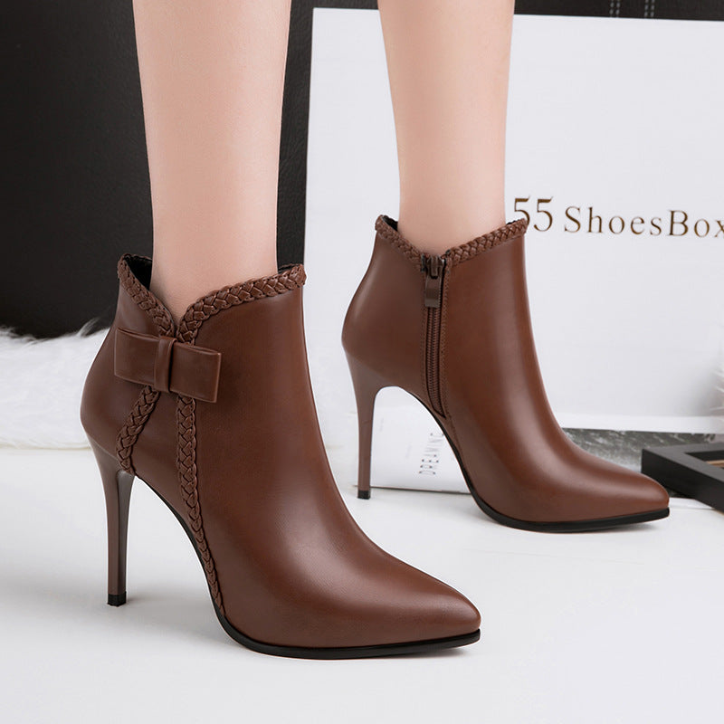 Europe And America Sexy Pointed Toe High Heel Martin Boots