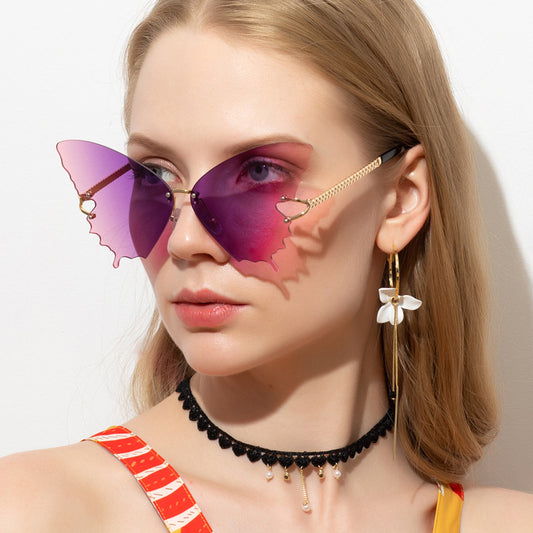 New Butterfly Sunglasses Women's Fashion Large Frame Gradient Sunglasses Trend Street Shooting Sunglasses