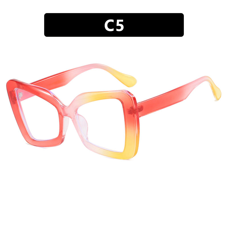 Large frame polygon irregular personality flat mirror women's glasses frame fashionable anti blue light glasses frame