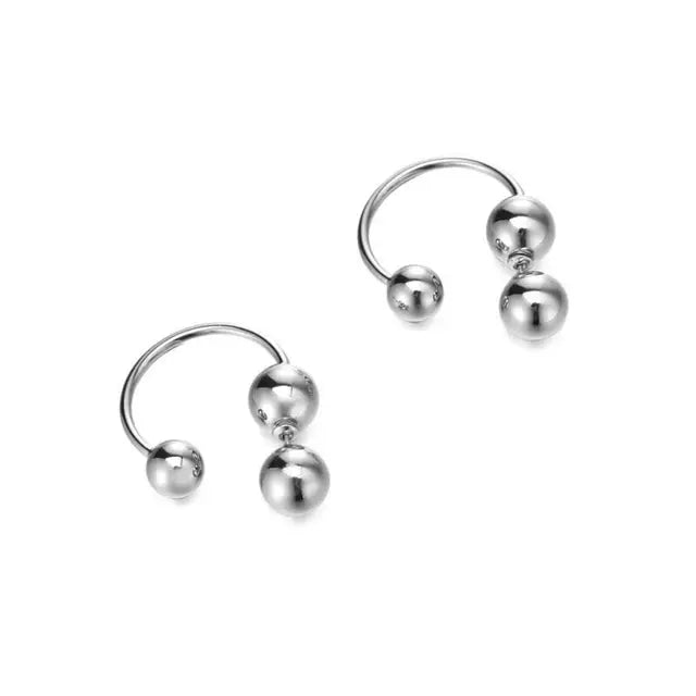 Fashion Glossy Round Ball Metal Earrings For Women Girls Simple Geometric Trendy Jewelry Accessories Gifts 2024