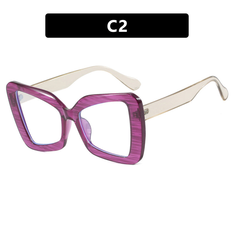 Large frame polygon irregular personality flat mirror women's glasses frame fashionable anti blue light glasses frame