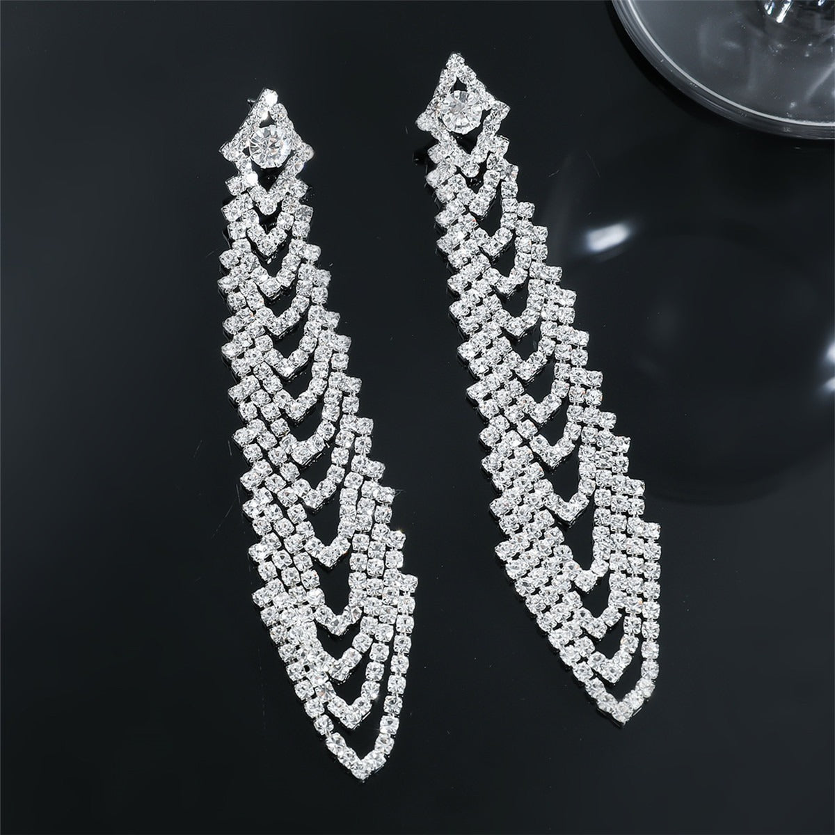 Super sparkly long earrings full of diamonds, light luxury style, fashionable temperament, rhinestone stud earrings