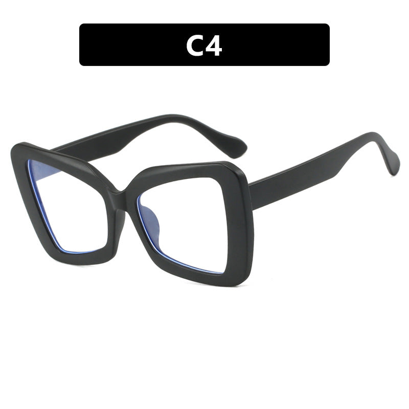 Large frame polygon irregular personality flat mirror women's glasses frame fashionable anti blue light glasses frame