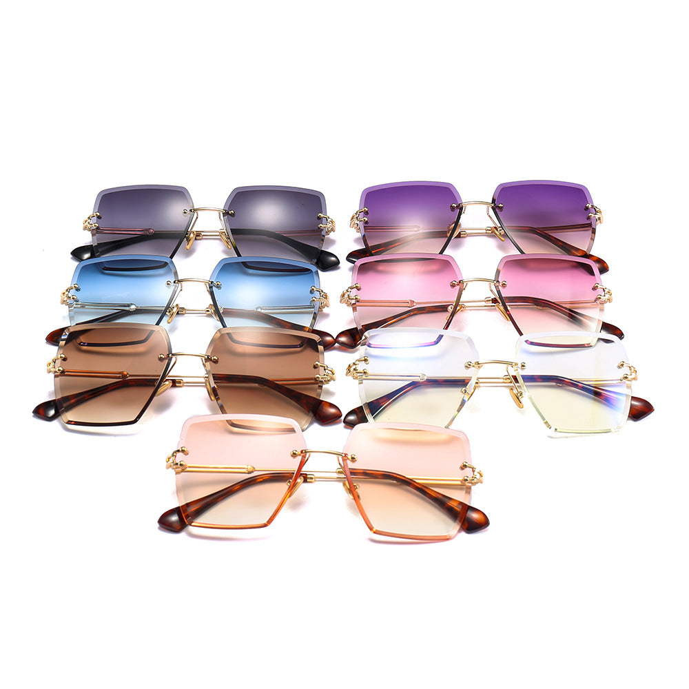 Frameless Trimmed Square Sunglasses Gradual Color Film Sunglasses New Fashion Occidental Fashion Glasses