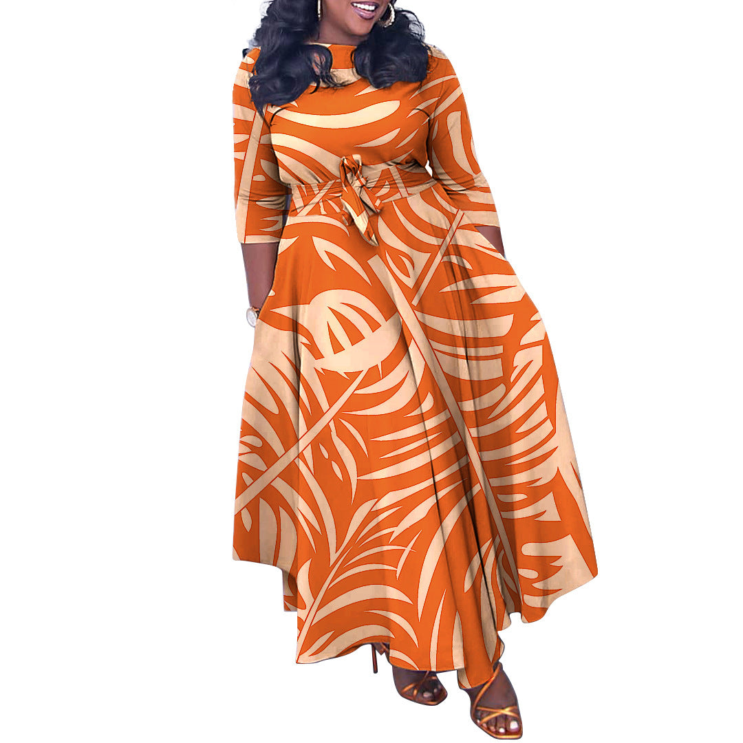 Fashion Elegant Tied African Plus Size Long Dress