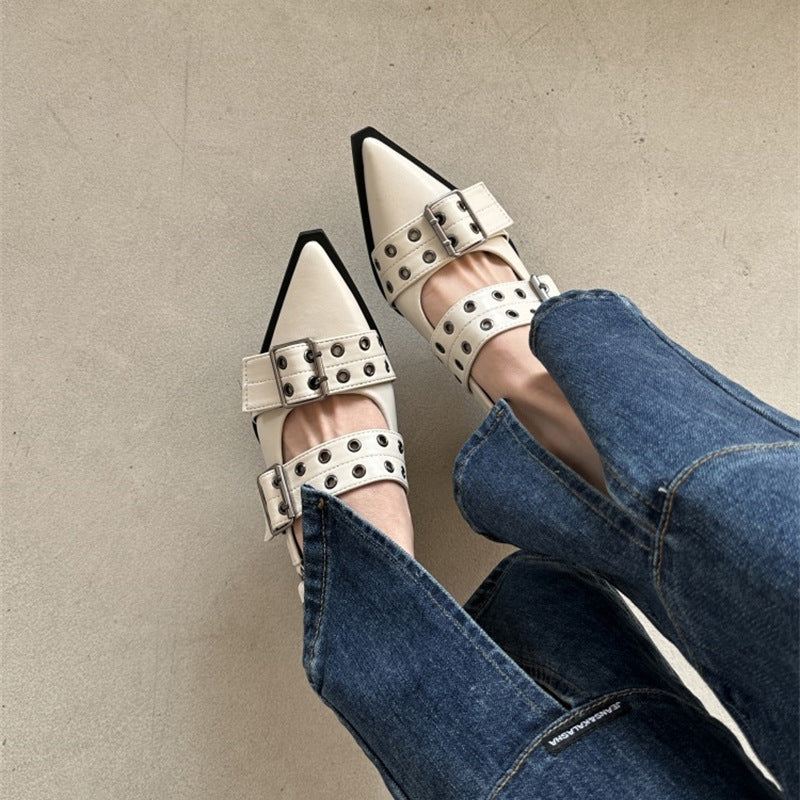 French Classic Style Pointed Mary Jane Shoes