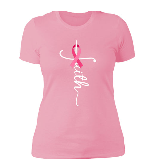 European And American Pink Ribbon Digital Printing Casual Round Neck T-shirt