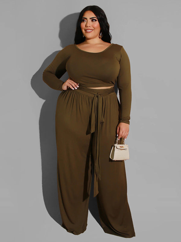 Women's Solid Color Plus Size Lounge Set 2 Piece