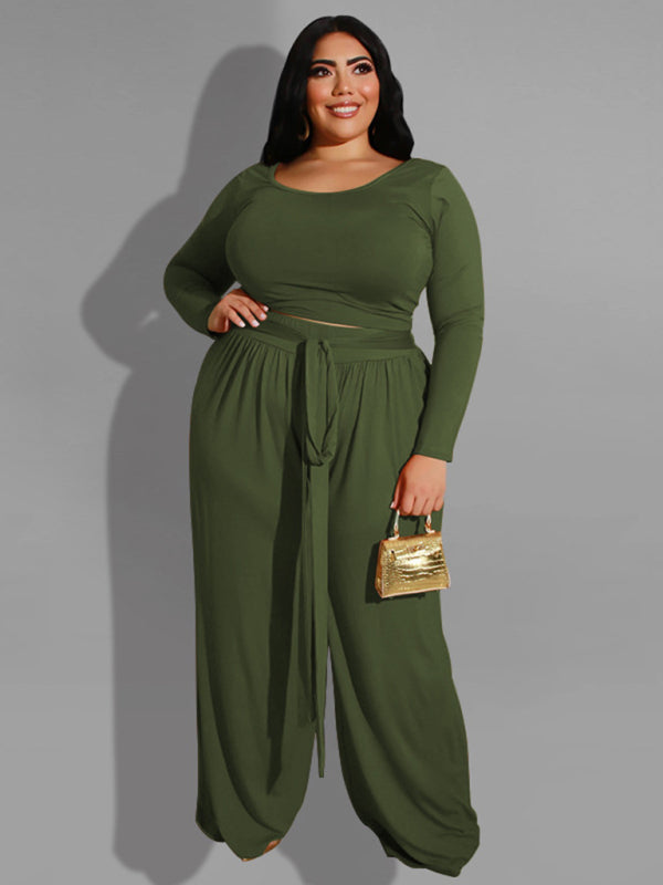 Women's Solid Color Plus Size Lounge Set 2 Piece