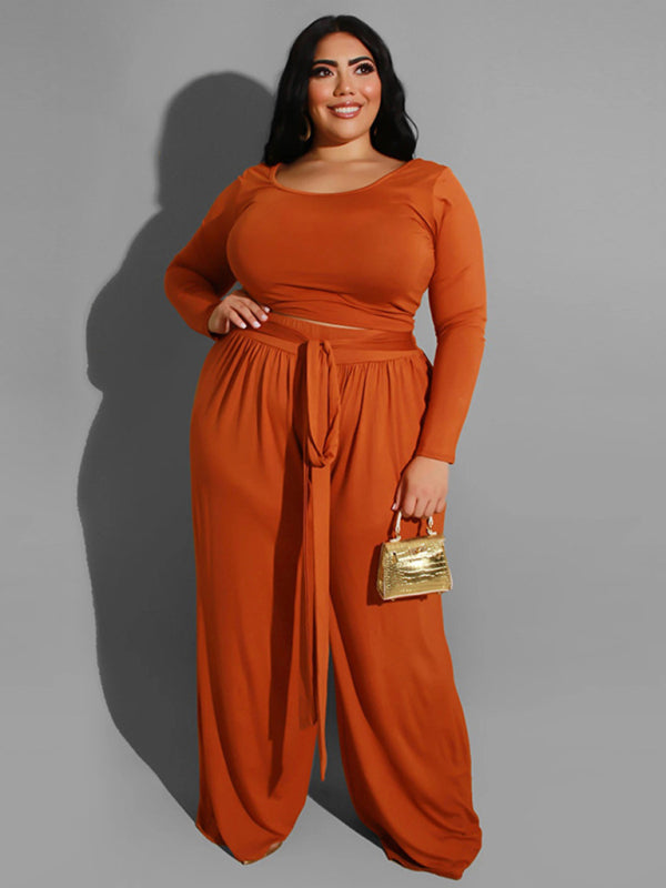 Women's Solid Color Plus Size Lounge Set 2 Piece