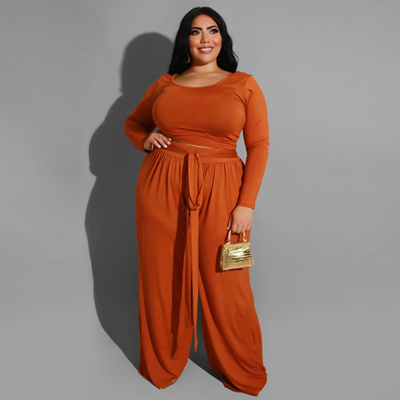 Women's Solid Color Plus Size Lounge Set 2 Piece