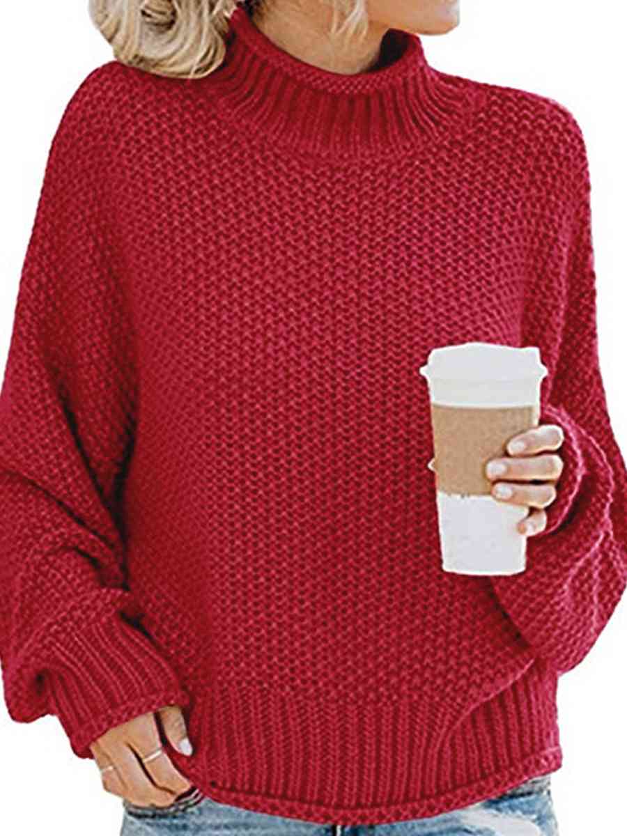 Turtleneck Dropped Shoulder Sweater